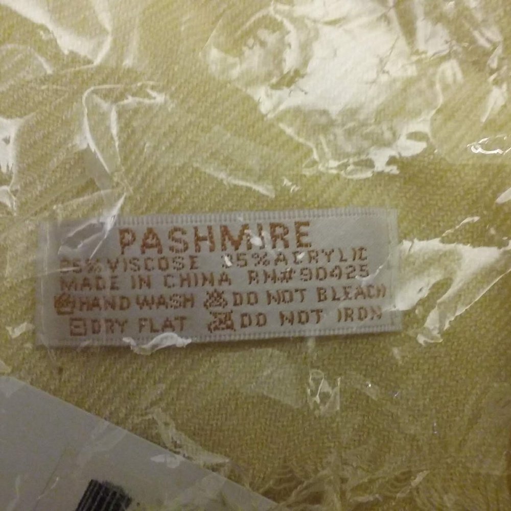 Pashmire Yellow Scarf, New with tag-Last ONE